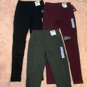 3 lycra gray, maroon, and high rise black leggings